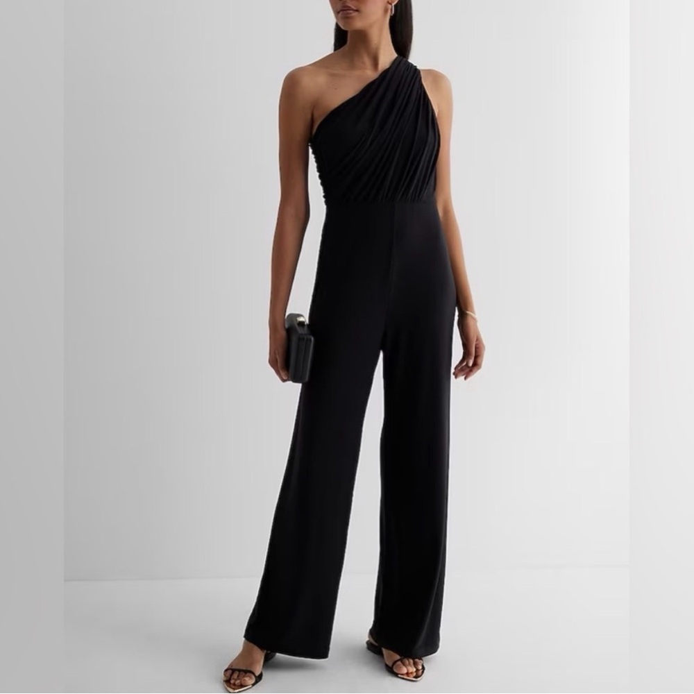 Express Black One-Shoulder Jumpsuit